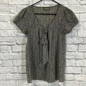 vintage Maude speckled blouse | black & cream | short sleeve | size small